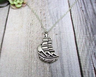 Ship Necklace Sail Boat Necklace Ship Jewelry Ocean Themed Gifts For Him / Her Nautical Jewelry