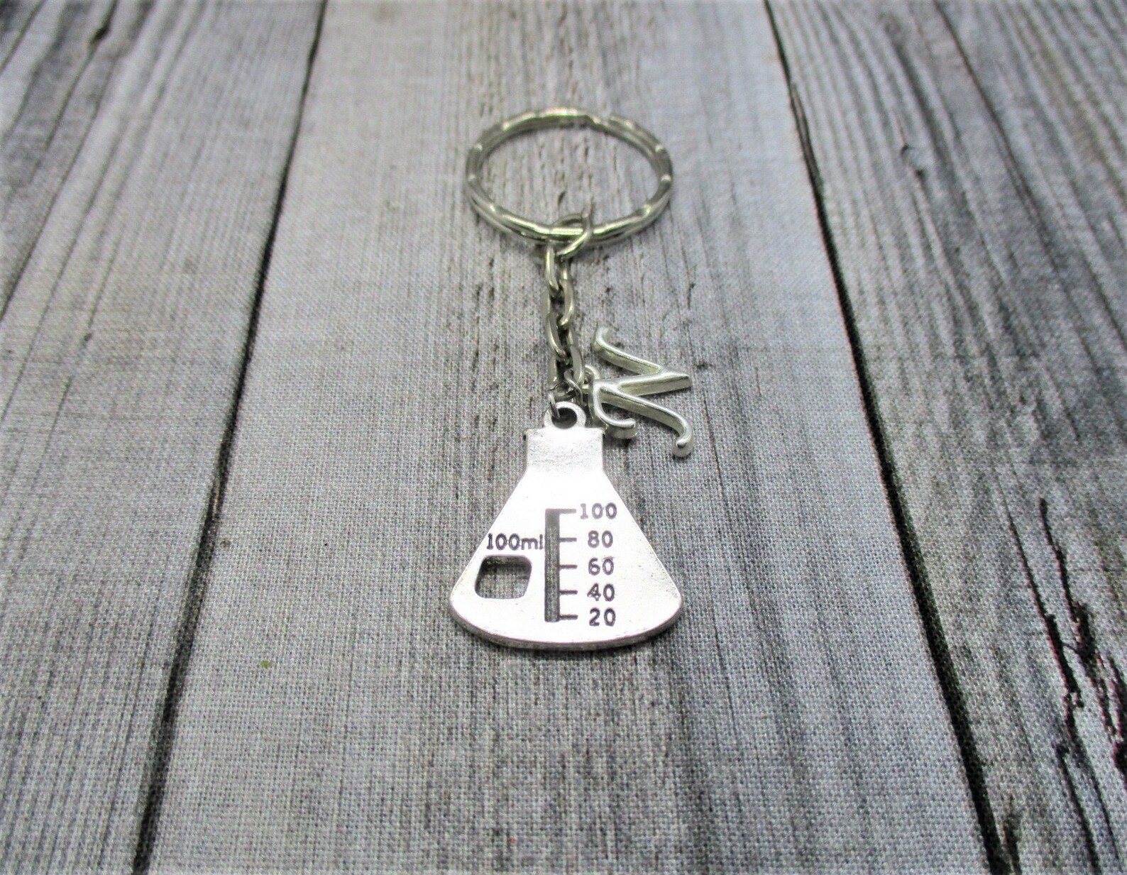 Science Keychain Beaker Keychain Chemistry Keychain Initial Etsy