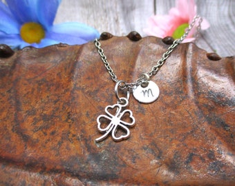 Four Leaf Clover Necklace Personalized Gifts  Initial Gifts For Her Lucky Clover Necklace Clover Jewelry