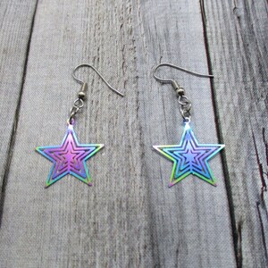 Rainbow Star Earrings Stainless Steel Elctroplate  Star Dangle  Earrings Celestial Gifts For Her