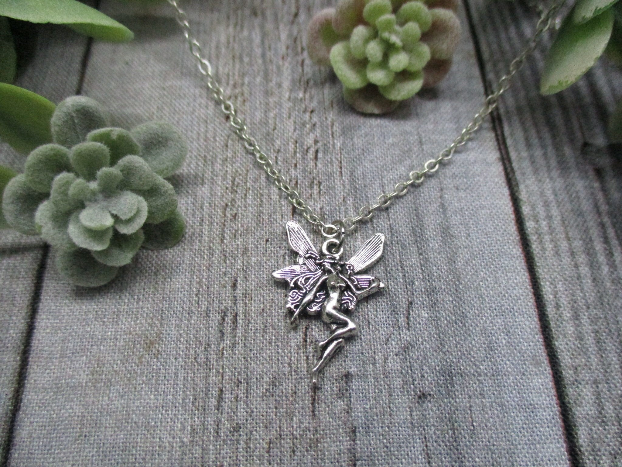Fairy Necklace Sterling Silver Fairy Moonstone Pendant