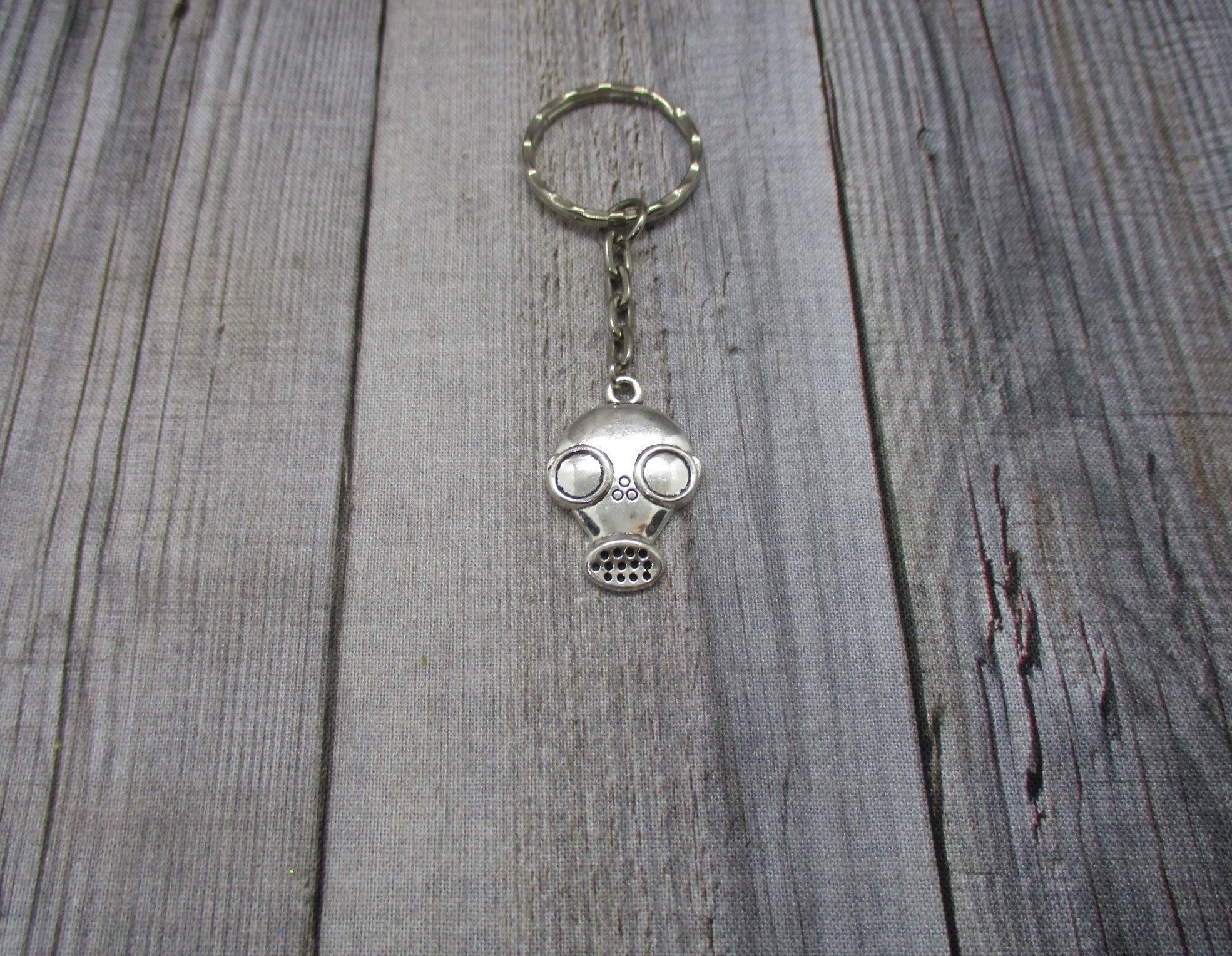 Gas Mask Keychain, Silver Gasmask Charm - Etsy