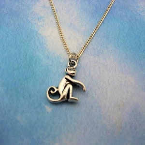 Silver Monkey Necklace, Animal Necklace, Zoo Necklace, Dainty Monkey Jewelry, Animal Jewelry Monkey Gifts For Her