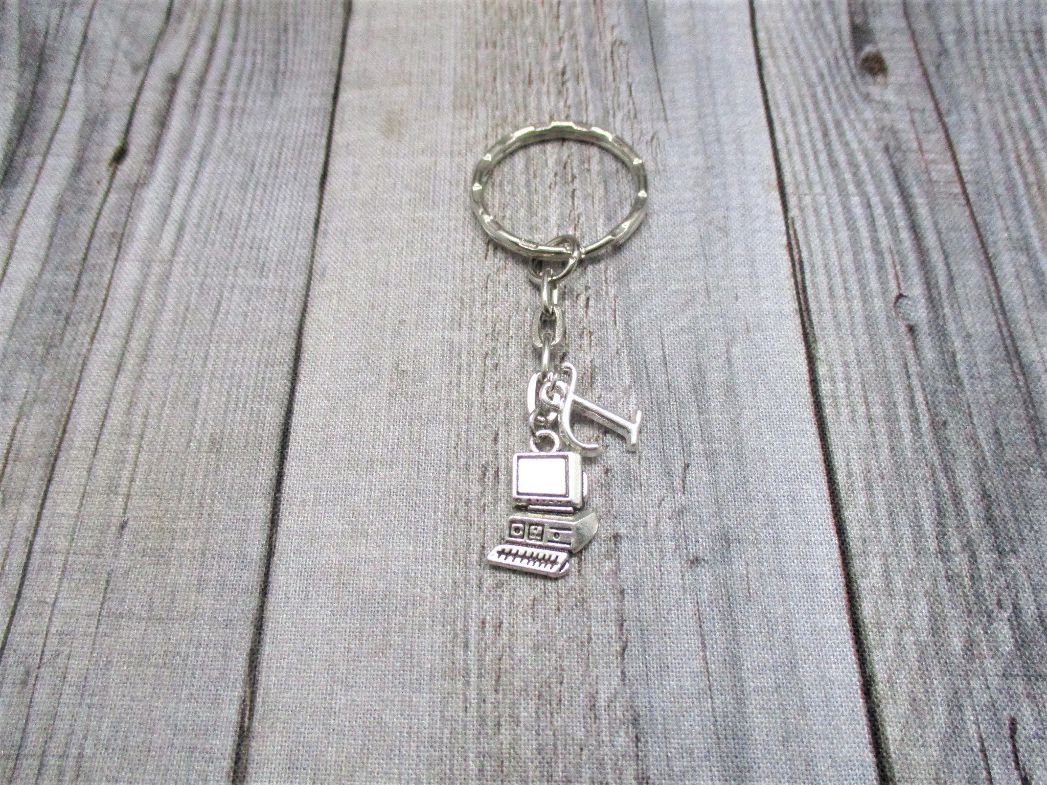 Personalized Computer Keychain with Letter Customized Desktop Etsy