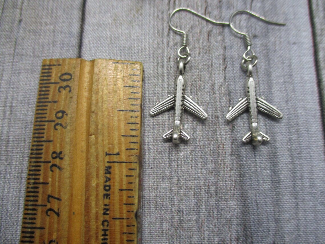 Airplane Earrings Dangle Airplane Jewelry Flight Earrings Etsy UK