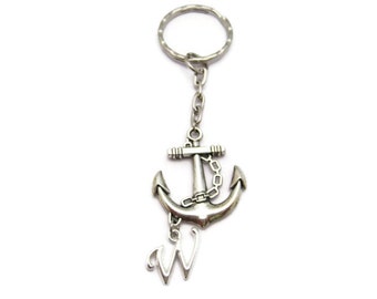 Anchor Keychain Nautical Keychain Letter Keychain  Nautical Gift Initial  Keychain Blessed At Sea Anchor Keychain Personalized Gift