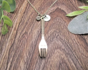 Fork Necklace W/ Birthstone Necklace Personalized Gifts Fork Charm Jewelry  Gifts For Her  Fork Jewelry