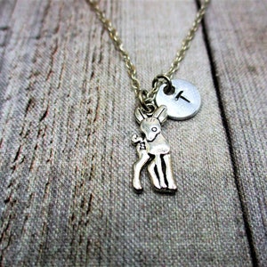 Deer Necklace  Customized Letter Initial Necklace Gifts For Her Animal Necklace Deer Jewelry
