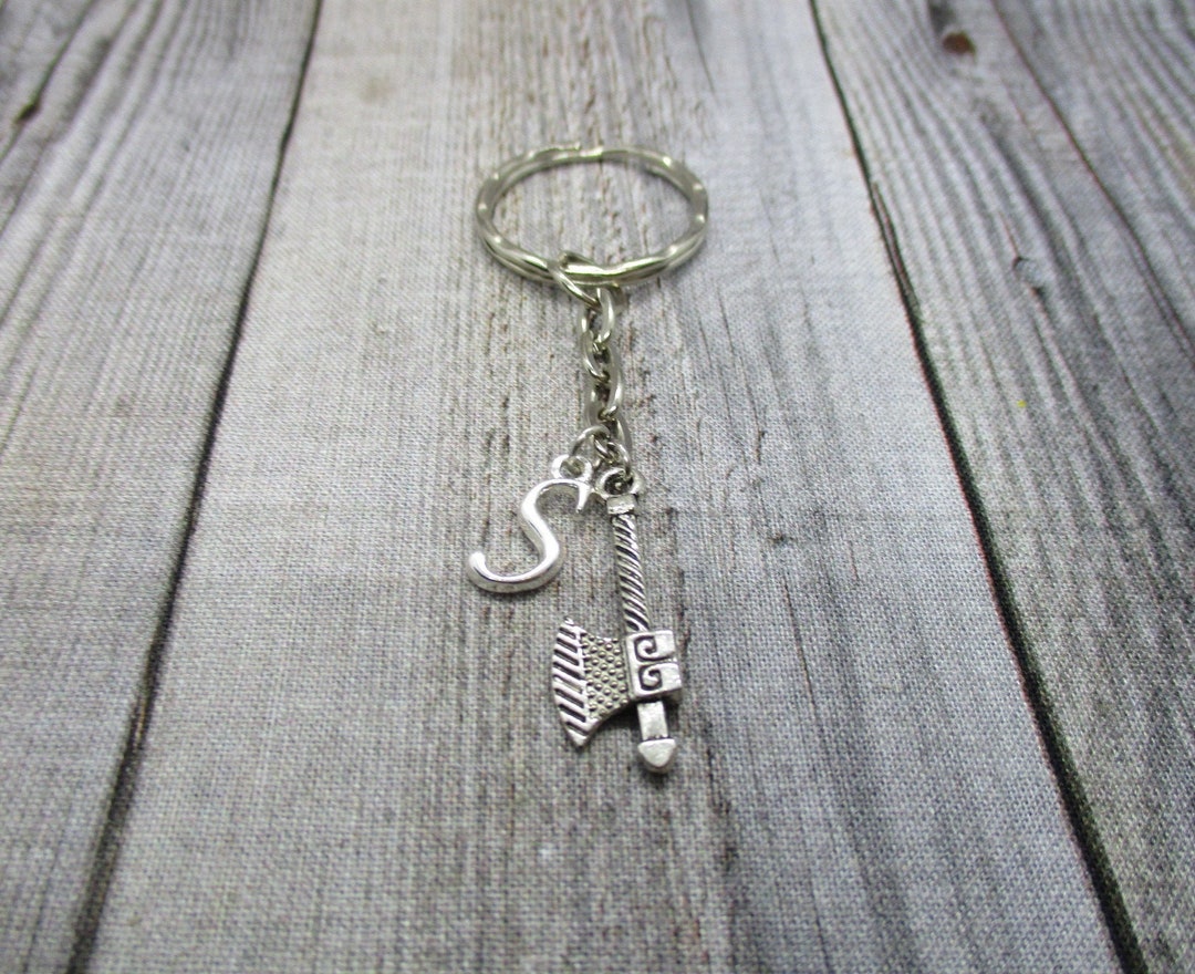 Viking Battle Axe Keychain Renaissance Letter Keychain Personalized ...