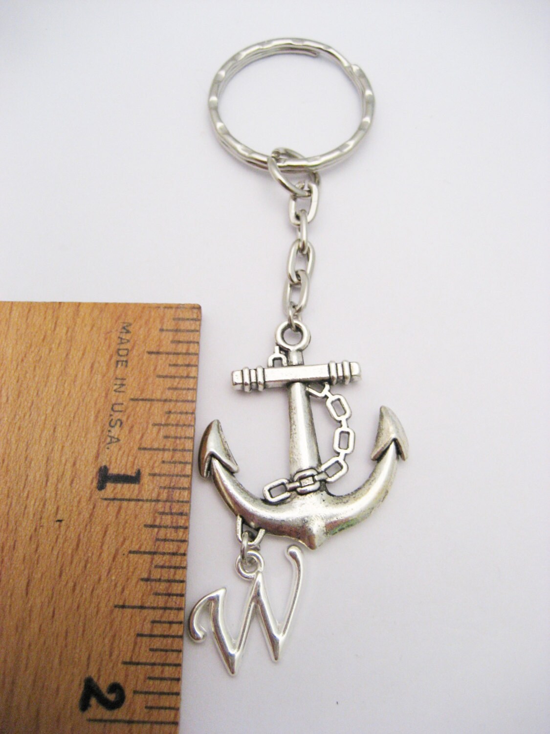 Notical Key Chain Anchor Keychain Nautical Keychain Letter Keychain Nautical Gift Initial ...