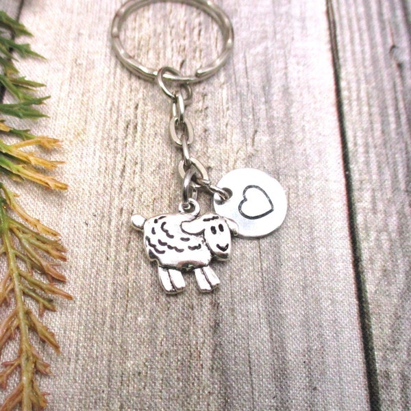 Sheep Keychain Personalized Lamb Keychain Inital Keychain Animal Keychain Gifts For Her/ Him