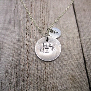 Pronoun Necklace Personalized Gifts Letter Initial  Gifts For Him Pronoun Jewelry He Him  Necklace