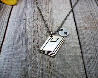 Silver Journal Necklace Personalized Gifts For Her/ Him Notebook Jewelry Writers Gifts