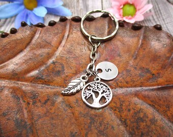 Tree Keychain Personalized  Gifts For Her / Him Leaf Keychain Tree Of Life