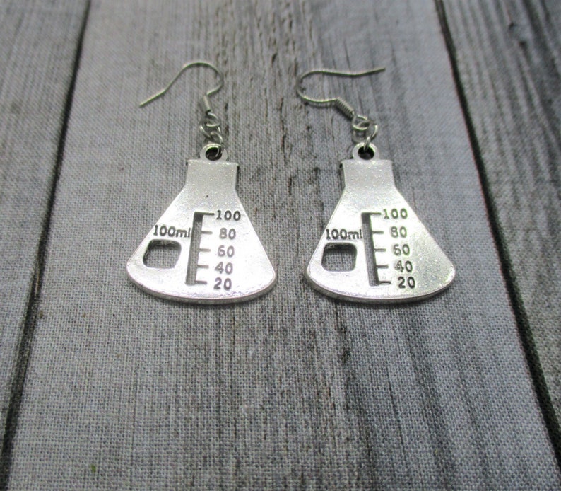 Chemistry Earrings Science Earrings Beaker Earrings Flask Earrings Chemistry Jewelry Science Jewelry Science Gifts Chemistry Gift image 5