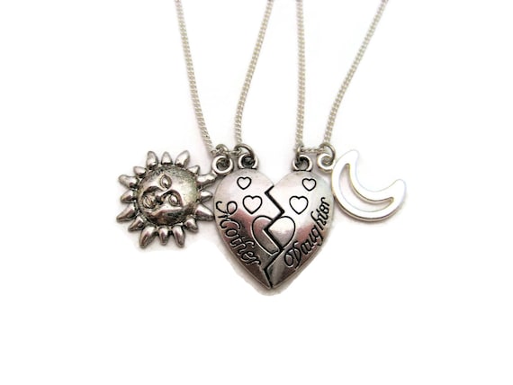 mother daughter moon necklace