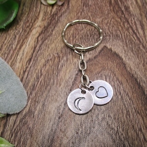 Half Moon Keychain Personalized Gifts For Her/ Him Inital  Celestial Keychain  Best Friend Gifts