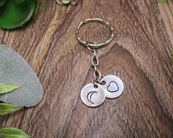 Half Moon Keychain Personalized Gifts For Her/ Him Inital  Celestial Keychain  Best Friend Gifts