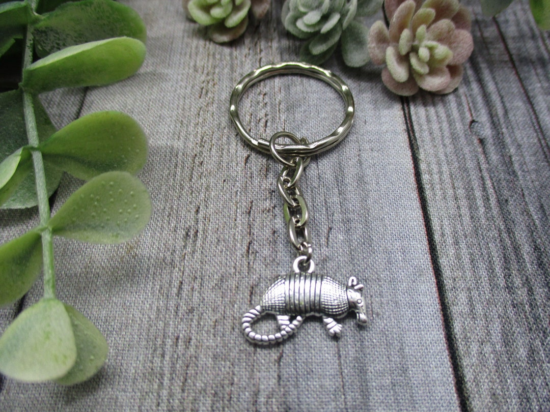 Armadillo Keychain Animal Keychain Texan Keychain Texan Gifts Etsy