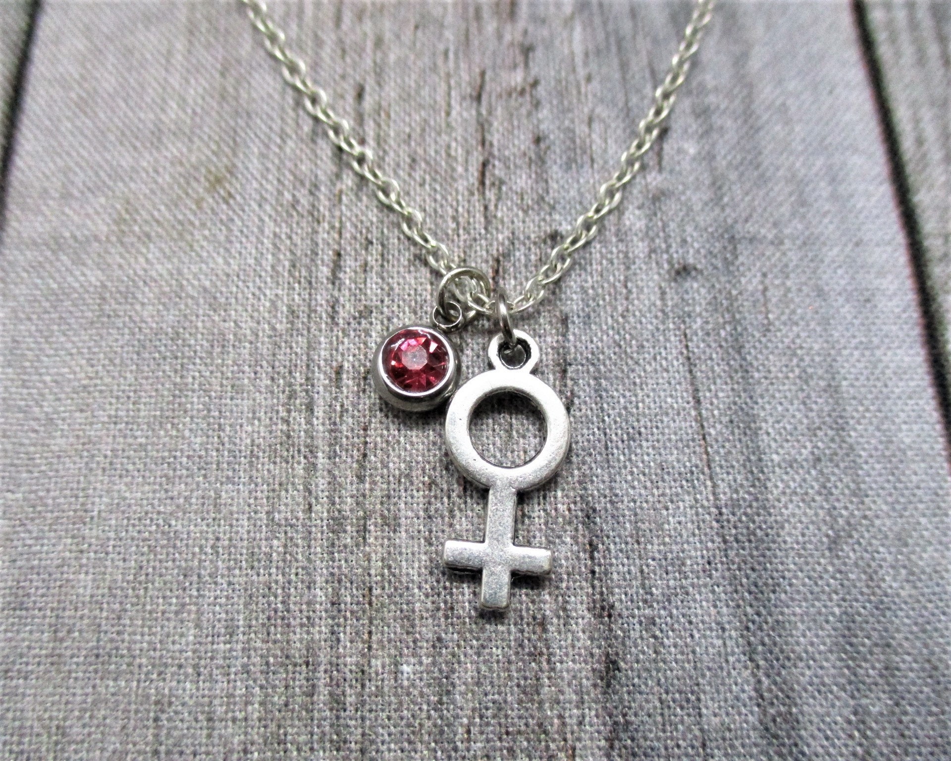Female Sign Necklace W/ Birthstone Birth Month Jewelry - Etsy