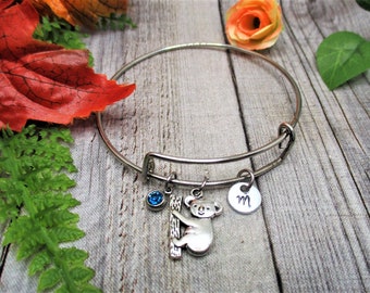 Koala Bracelet W/ Birthstone Bracelet Animal Jewelry Gift for Her Birthday Gift Koala Jewelry