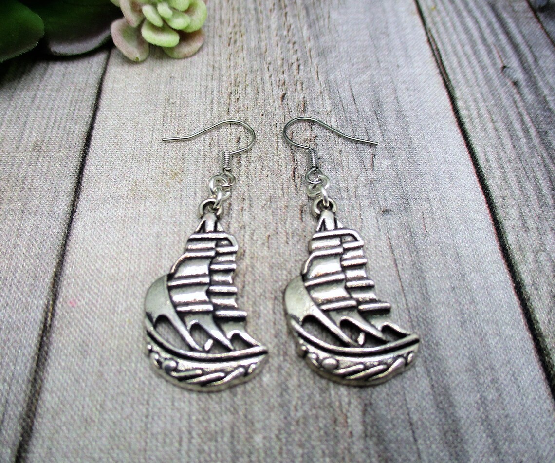 Boat Earrings Ship Earrings Sailing Earring Boat Jewelry Ocean Etsy UK