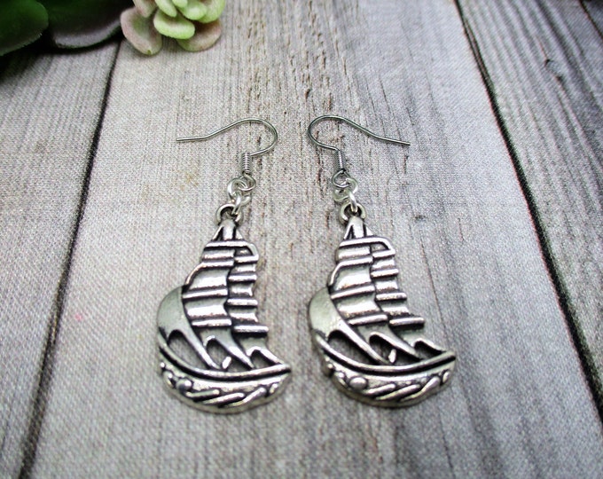 Boat Earrings Ship Earrings  Sailing Earring Boat Jewelry  Ocean Lover Gift