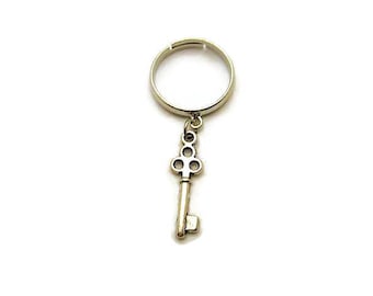 Key Charm Ring Charm Ring Adjustable Brass Ring Key Jewelry Gifts For Her