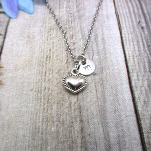 Collar de corazón 3d Regalos personalizados Joyería de corazón hinchado Letra Regalos iniciales para ella