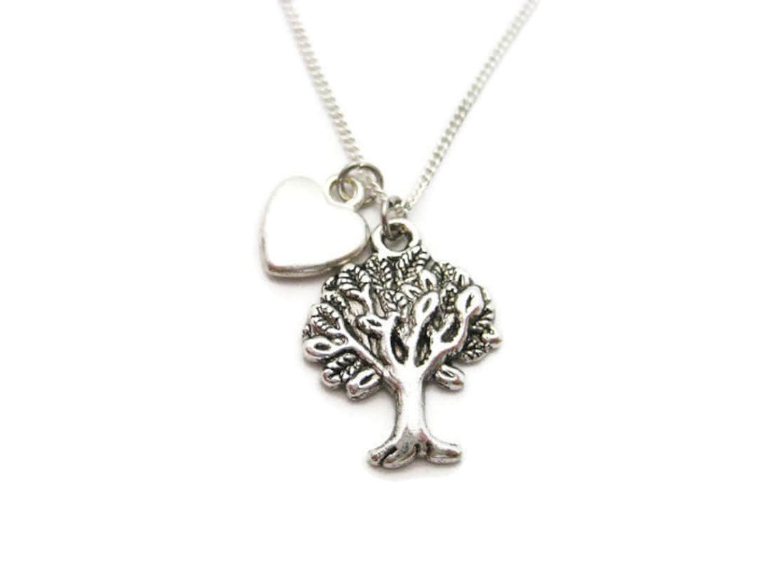Tree Necklace Oak Tree Jewelry Silver Tree Necklace Silver Etsy