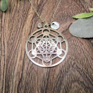 Metatron Necklace Merkaba Necklace W/ Birthstone Sacred Geometry Initial Personalized Gifts For Him or Her