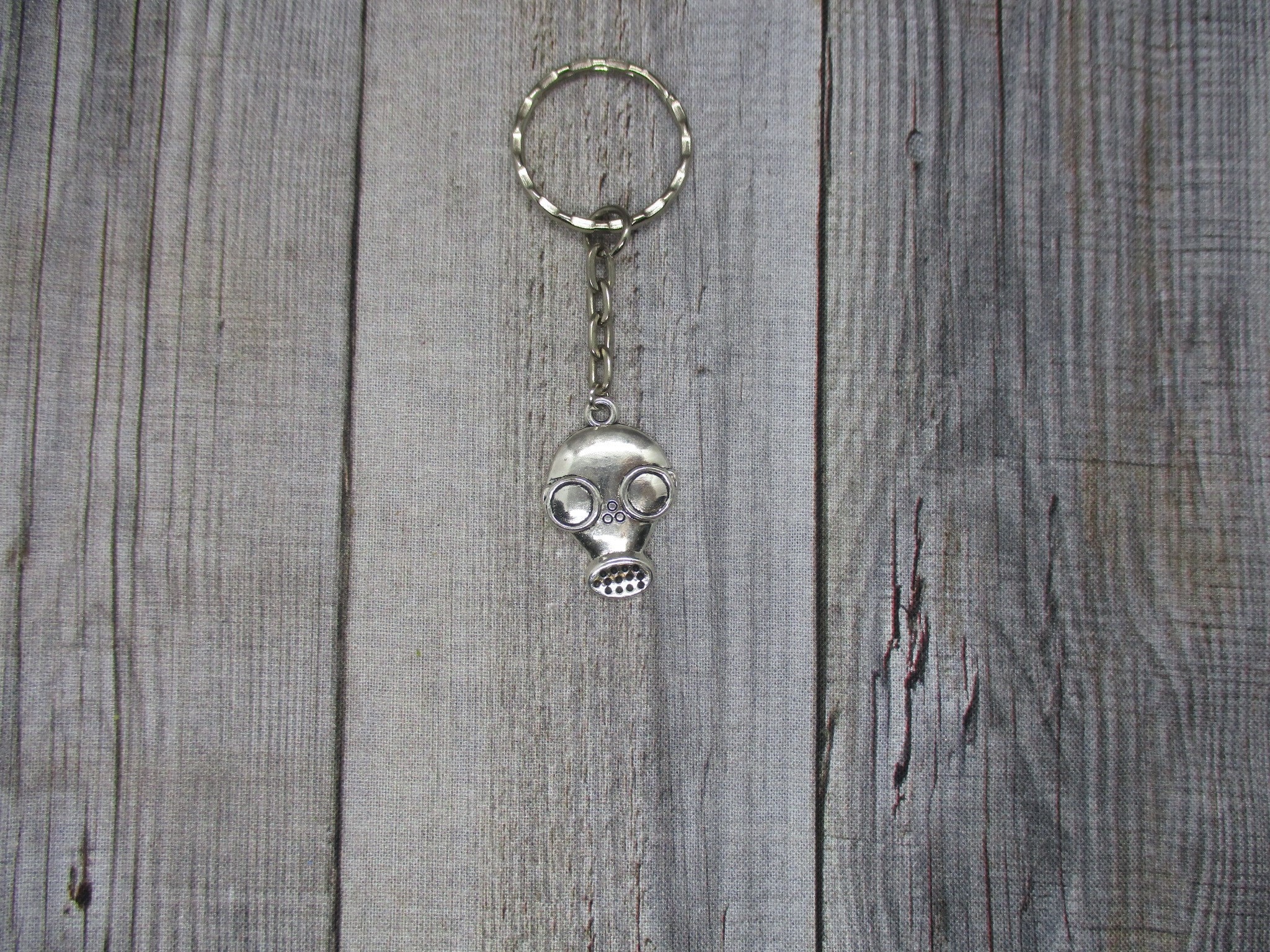 Gas Mask Keychain, Silver Gasmask Charm - Etsy