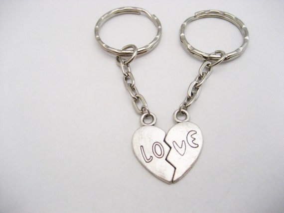 split heart keychain