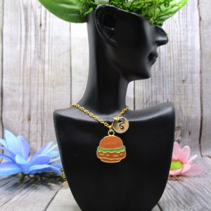 Collar de hamburguesa de oro carta personalizada regalos de joyería de hamburguesa inicial para su joyería de comida rápida