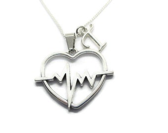 Heartbeat Necklace Personalized Gifts EKG Necklace EKG Letter  Gift for Nurse Gift Doctor