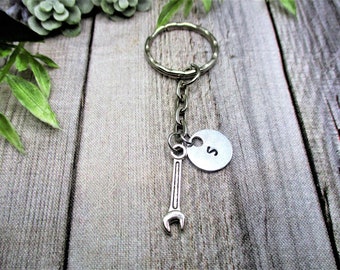 Wrench Keychain Personalized Handstamped Wrench Gift Tool Keychain Gifts for Him