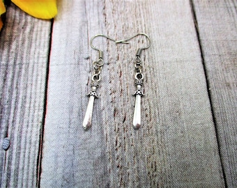 Sword Dangle Earrings Silver Sword Earrings Medieval Earrings Sword Jewelry  Gifts For Her  Gifts Under 20