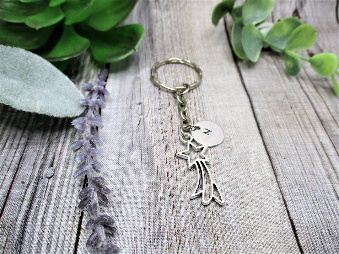 時計 eee.space shooting star keyring Shooting Star Keychain- Birthstone and Initial, Silver Star