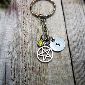 Pentagram Keychain Personalized Handstamped  Keychain Witch Gift Custom Keychain Gifts For Her