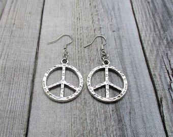 Peace Sign Earrings  Peace Earrings  Peace Sign Jewelry Peace Jewelry  Peace Gift Gifts For Her Hooks Or Clip on