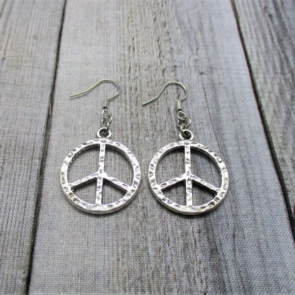 Peace Sign Earrings  Peace Earrings  Peace Sign Jewelry Peace Jewelry  Peace Gift Gifts For Her Hooks Or Clip on