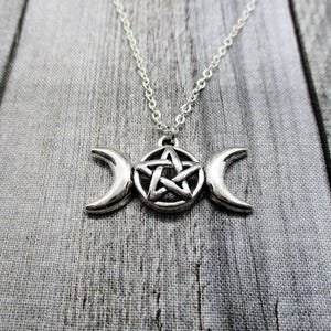 Triple Goddess Necklace, Pentacle Necklace,  Spiritual Jewelry, Pentacle Jewelry Gifts For Her