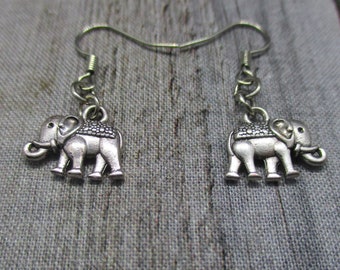 Elephant Earrings Trunk Up For Good Luck  Elephant Dangle Earrings Gifts For Her Elephant Jewelry  Good Luck Jewelry Lucky Earrings