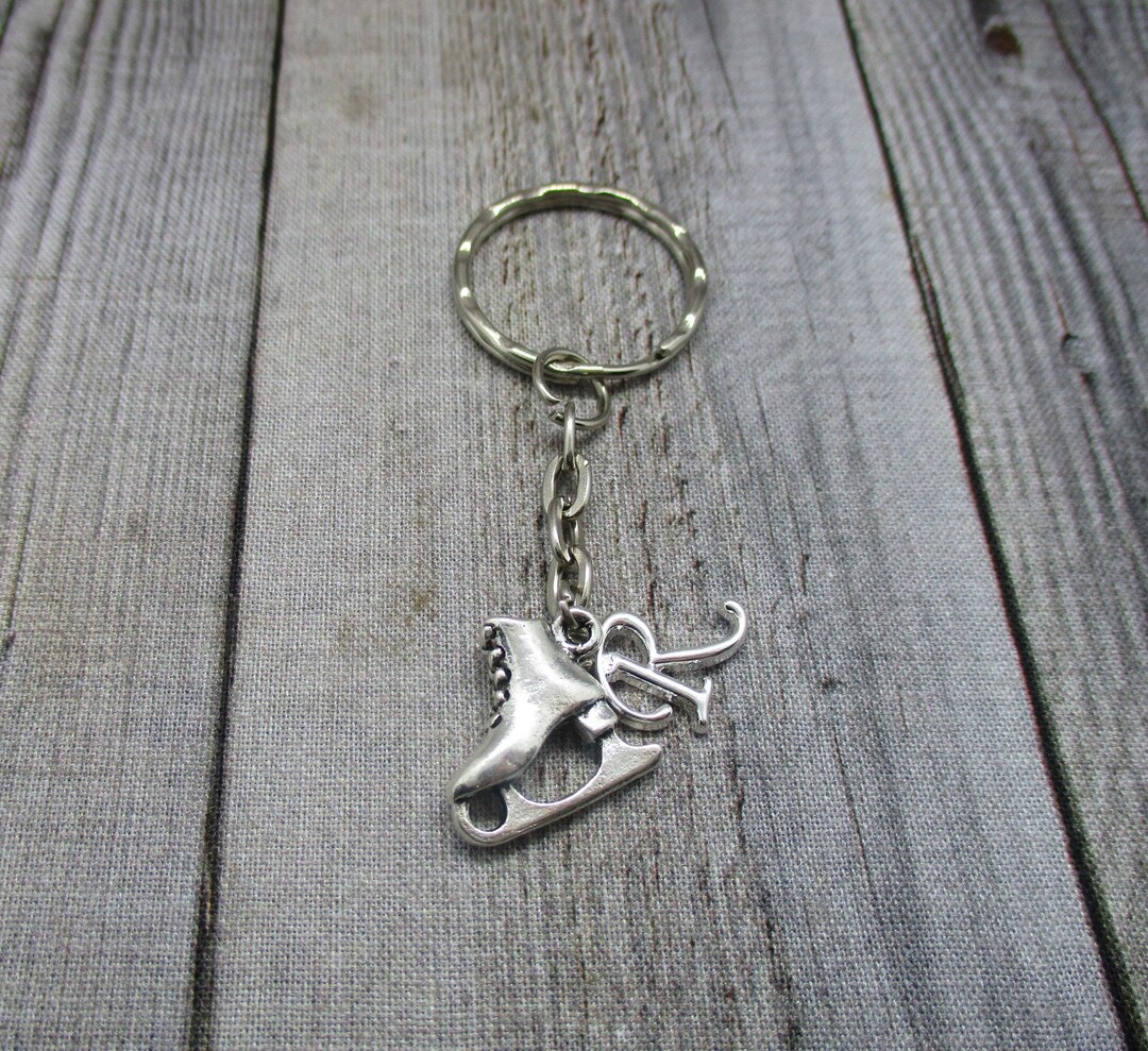 Ice Skate Keychain With Letter Customized Personalized Gifts Etsy