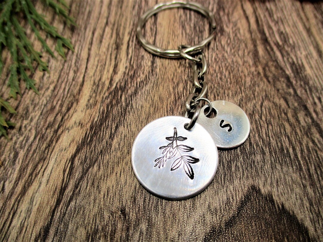 Ash Key Chain Ash Leaf Keychain Personalized Handstamped Keychain Gifts for Her ...