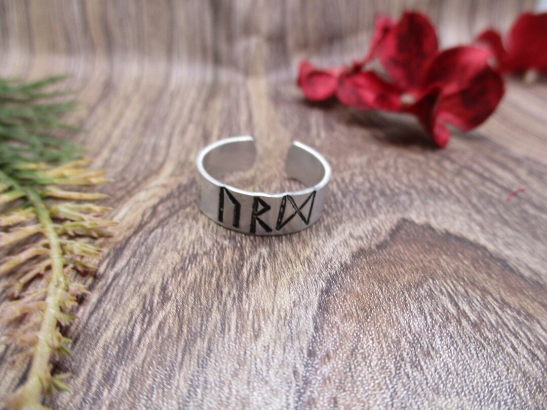Viking Rune Ring Adjustable Aluminium Rune Ring Elder