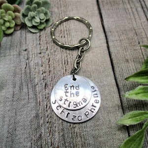 End The Stigma Keychain OCD Keychain Mental Health Awareness Hand Stamped Gifts For Her / Him - UK