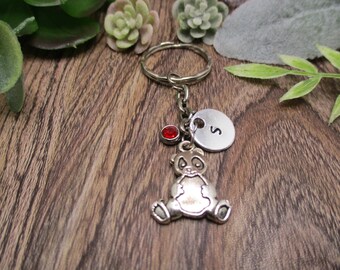 Panda Bear Porte-clés Porte-clés initial Cadeaux personnalisés Birthstone Animal Keychain Cadeaux pour elle
