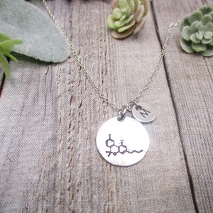 Collar de molécula de THC Regalos personalizados Carta Regalos iniciales para ella / él Joyería de THC Joyería científica