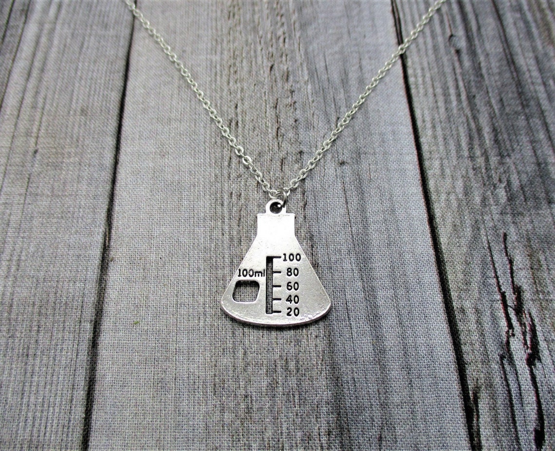 Chemistry Necklace Science Necklace Beaker Necklace Flask Etsy